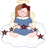 Cute Blue Angel Girl Sitting on Cloud with String of Stars