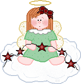 Cute Green Angel Girl Sitting on Cloud with String of Stars