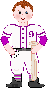 Cute Purple Baseball Boy Batter
