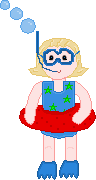 Cute Little Blonde Girl Ready to Swim with Snorkel, Mask, and Fins